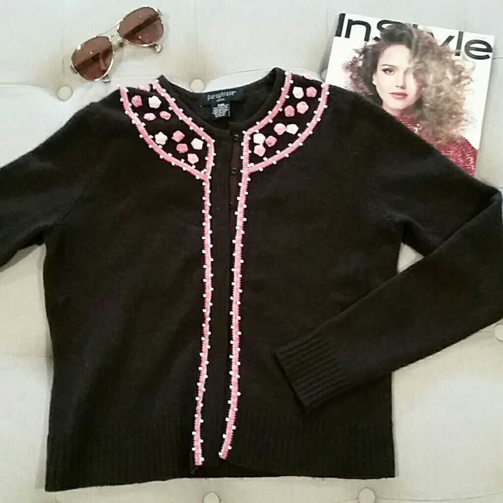 Paraphrase brand used wool brown cardigan sz PM